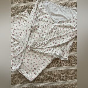 Ribbed Floral Pajama Set